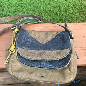 Fossil leather brown and black bag